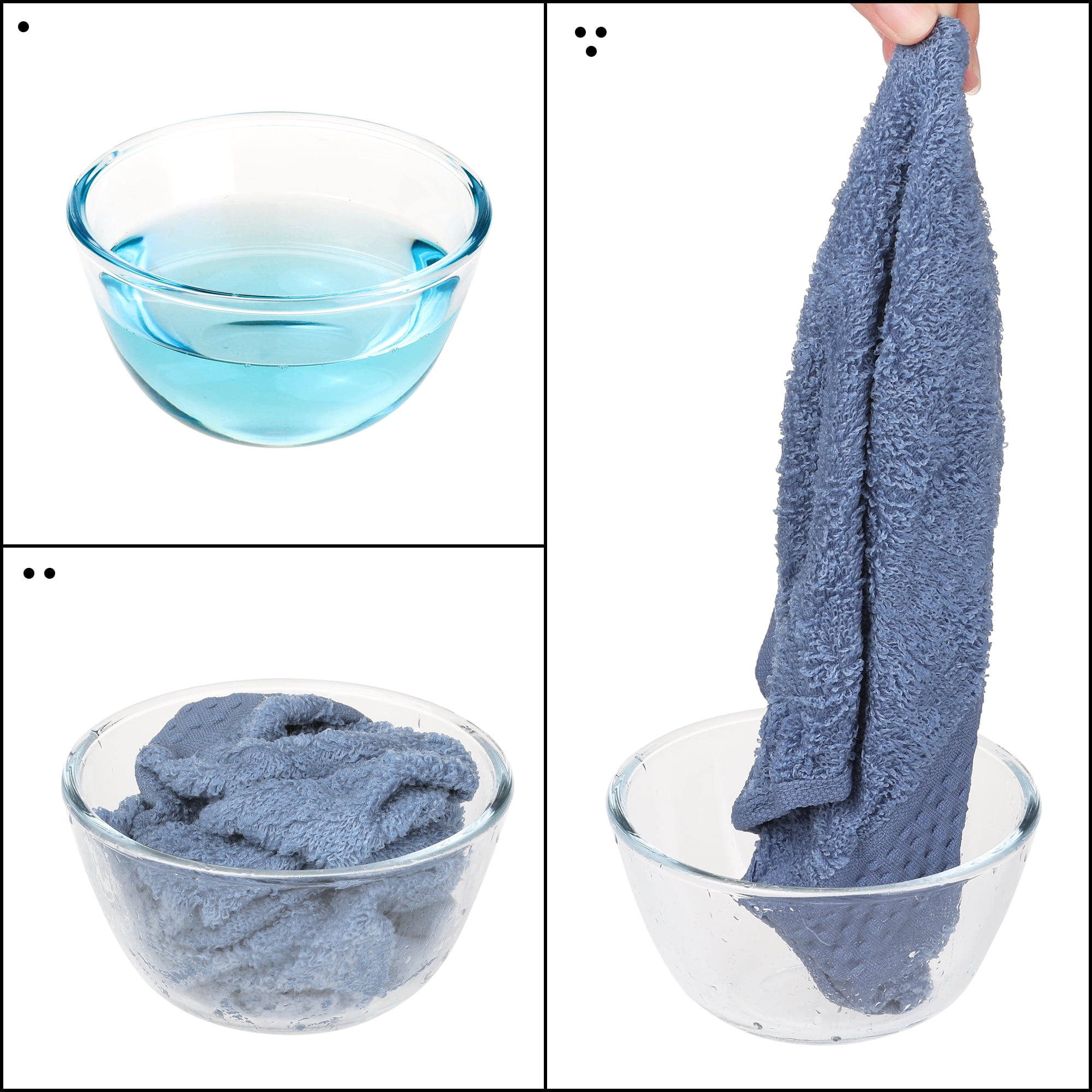 Unique Bargains 13"x13" Absorbent Cotton Dish Kitchen Plain Towels Blue Gray