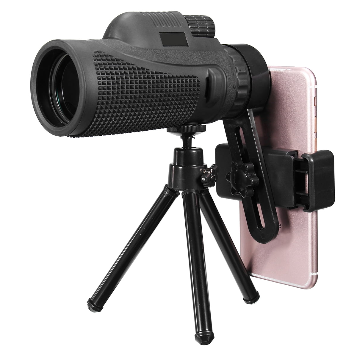 TTWUJIN Portable Monocular Telescope Handheld with Tripod Beginner Outdoor Non-Slip Auto Focus Fold/Black/One 