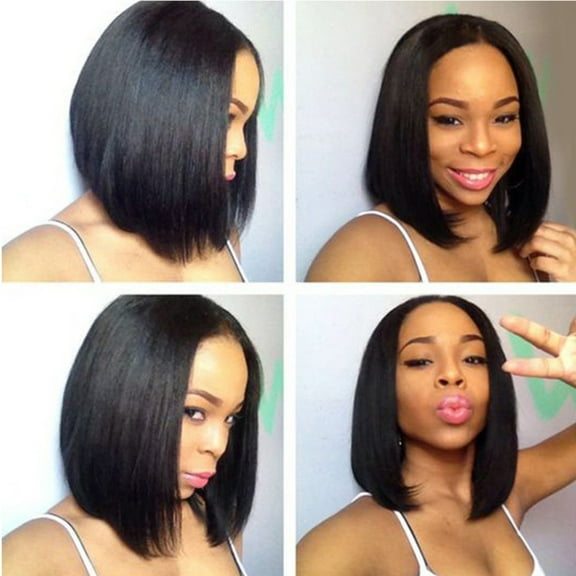 Highlighted short wavy bob glueless synthetic lace front wig for women, suitable for beginners, pre-cut, natural hairline