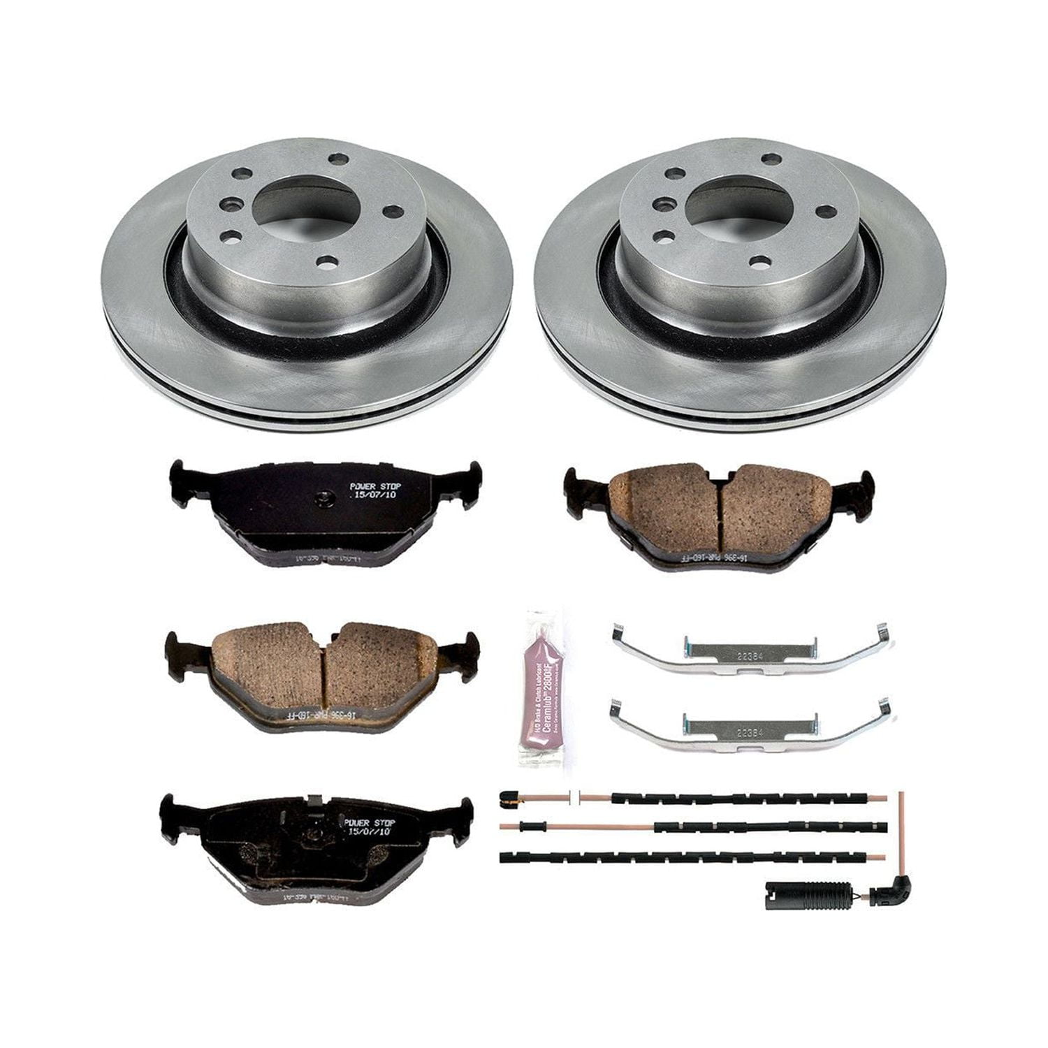 Power Stop Rear Stock Replacement Brake Pad and Rotor Kit KOE962 Fits 2003 BMW Z4