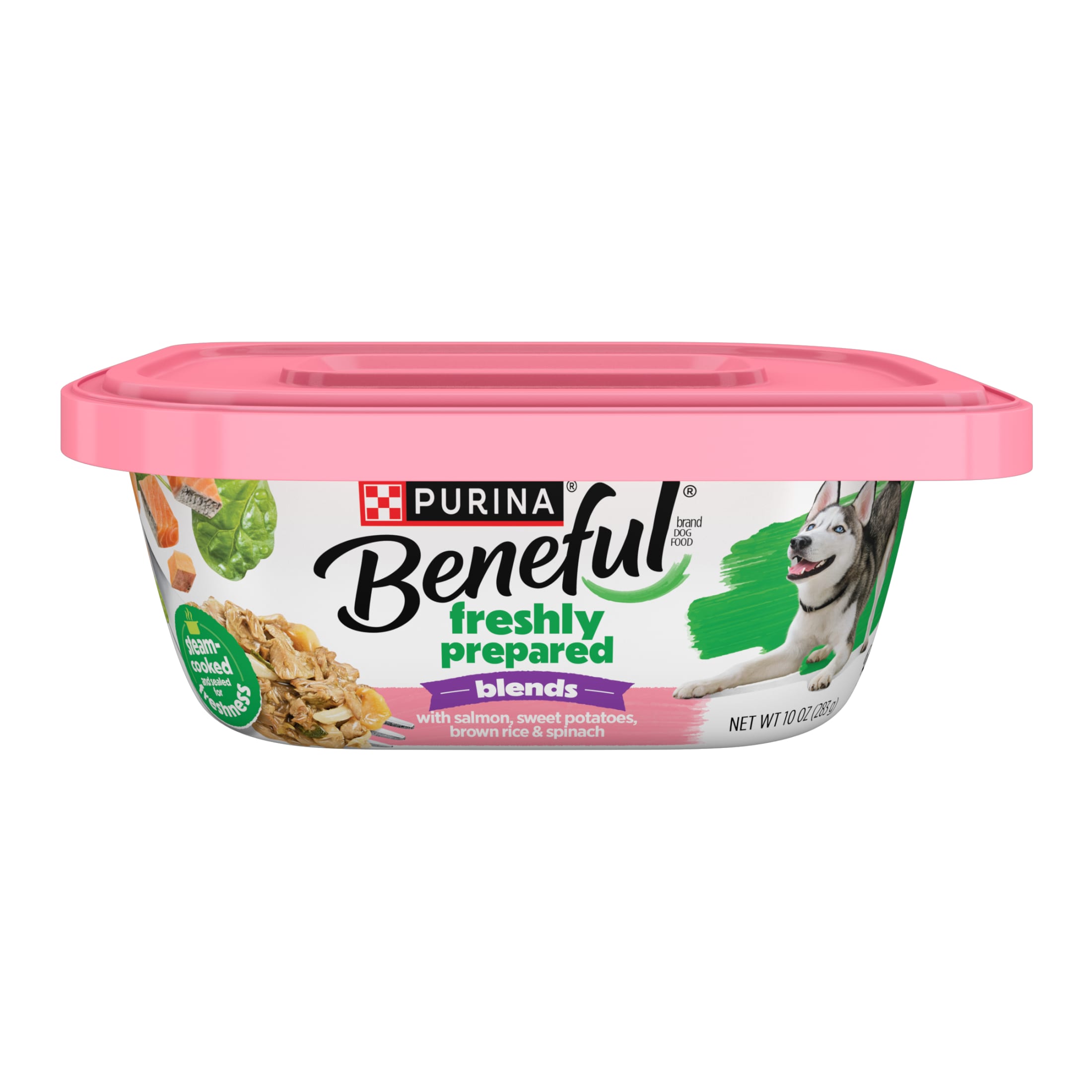 Purina Beneful Freshly Prepared Blends Wet Dog Food with Salmon, Sweet Potatoes, Brown Rice and Spinach, 10 oz Tub