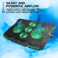 thumbnail image 3 of ENHANCE Cryogen Gaming Laptop Cooling Pad - Fits 17 in. Computer , PS4 - Adjustable Laptop Cooling Stand with 5 Quiet Cooler Fans , 2 USB Ports and LED Lighting - Slim Portable Design 2500 RPM (Green), 3 of 9