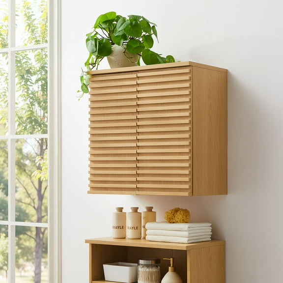 Modway Render Wall Mounted Bathroom Cabinet in Oak by Modway
