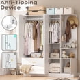 thumbnail image 4 of Ktaxon Wardrobe Armoire Closet with 3 Door Mirror Hanging Rod Open Shelf, Large Capacity Storage Closet for Bedroom, Modern Drawer & Shelf Elegant White Finish Closet, 4 of 15