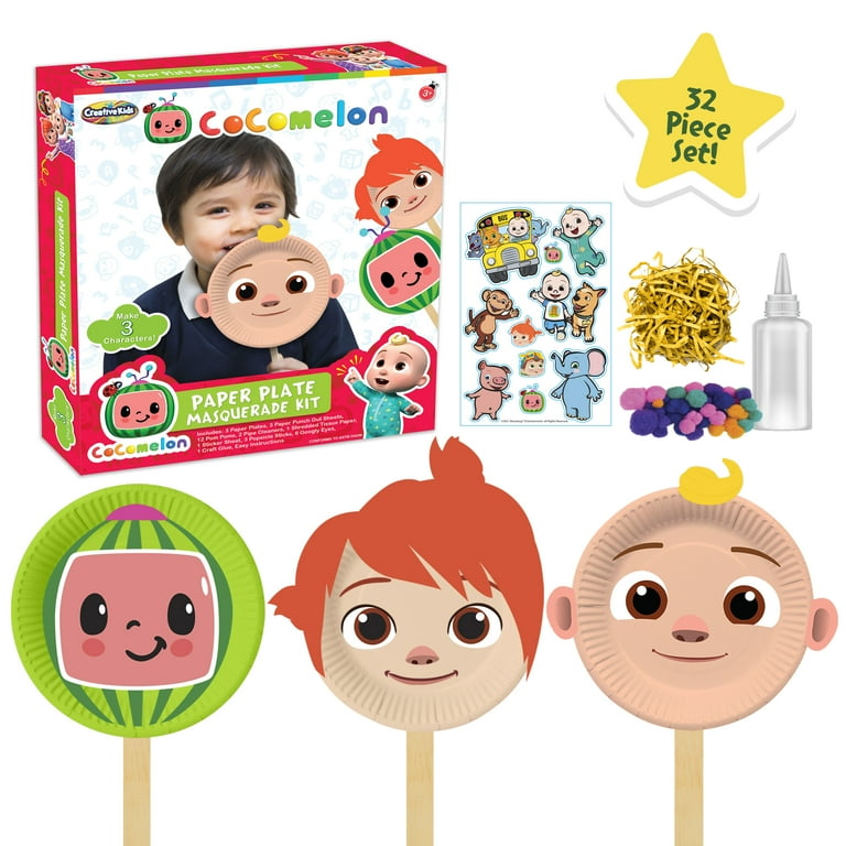 cocomelon paper plate masquerade craft kit for toddlers age 3 32 pieces walmart com