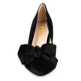 thumbnail image 5 of FSJ Women Elegant Pointed Toe Bowknot Pumps Slip on Mid Kitten Heels Comfortable Date Dressy Velvet Shoes Size 16 Black, 5 of 6