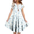 thumbnail image 2 of MIASHUI Robe d'Été Florale pour Filles avec Manches à Volants Tenue de Jeu Décontractée Confortable Extérieure Blanche, 10-11 Ans, 2 of 6