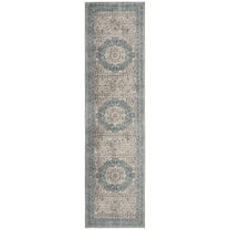 SAFAVIEH Sofia Waylon Geometric Bordered Runner Rug, Light Grey/Blue, 2'2" x 16'