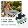 thumbnail image 4 of Round Outdoor Tablecloth with Umbrella Hole and Zipper, Green Grey Striped Tablecloth with Elastic Waterproof, Farmhouse Stripes Modern Abstract Art Patio Table Covers for 55" - 60" Pool Tables, 4 of 9