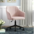 thumbnail image 2 of Vanity Chair, Accent Chair Velvet with Swivel Wheels and Back for Home, Adjustable Office Chair, Pink, LJ980, 2 of 9