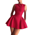 thumbnail image 2 of Robe d'Été Sans Manches Col Rond Dos Nu Ligne A Mini Fête Bal Rouge P, 2 of 10