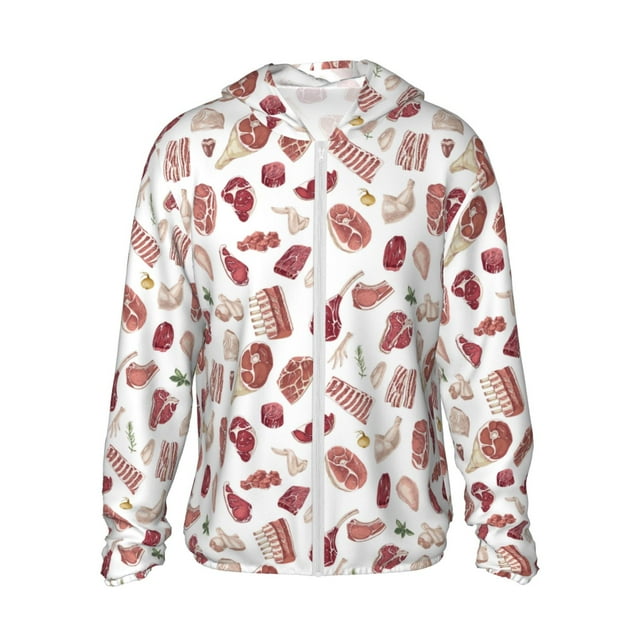 Lsque Different Meat Pattern UPF 50+ Lightweight Sun Protection Men's Women's Long Sleeve Shirt, Hoodie Performance -XX-Large