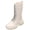 A Beige, variant on Girls White Lace Up Combat Boots with Side Zipper Toddle Kids Knee High Lug Sole Platform Dress Booties