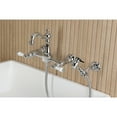 thumbnail image 2 of Kingston Brass KS2441PLBS Heritage Double-Handle 3-Hole Wall-Mount Bridge Kitchen Faucet with Brass Sprayer in Polished Chrome, 2 of 8