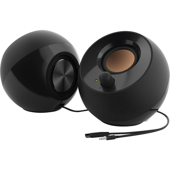 Altavoces de escritorio Creative Pebble 2.0 con alimentación USB, controladores de campo lejano y radiadores pasivos para PC y portátiles (negro)