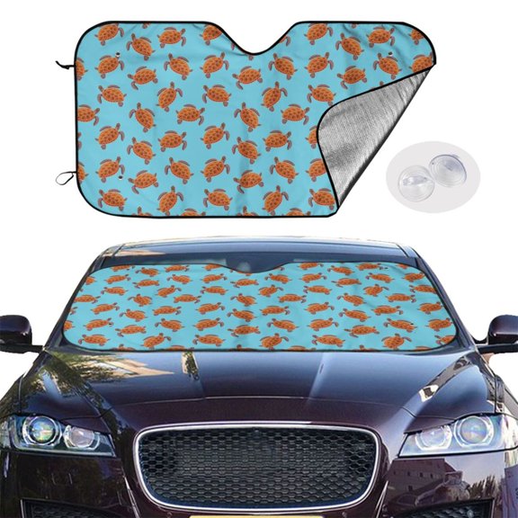 Picia Turtle Curved Windshield Sunshade Accordion Folding Style Auto Shade for Car Truck SUV Van Blocks UV Ray Sun Visor Protector -Small