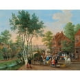 thumbnail image 2 of Peeter Gysels 24x19 Gold Ornate Framed and Double Matted Museum Art Print Titled - Elegant Travellers Visiting a Village by a River, 2 of 4