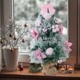 thumbnail image 4 of 19.7 Inch Artificial Christmas Tree with LED Lights, Pre-Decorated Mini Tabletop Xmas Tree with Ornaments, Bow, and Snow, Holiday Decor for Home and Business, 4 of 7