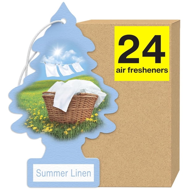 LITTLE TREES Air Fresheners Car Air Freshener. Hanging Tree Provides Long Lasting Scent for Auto or Home. Summer Linen, 24 Air Fresheners