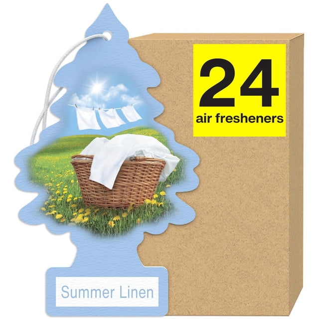 LITTLE TREES Air Fresheners Car Air Freshener. Hanging Tree Provides Long Lasting Scent for Auto or Home. Summer Linen, 24 Air Fresheners