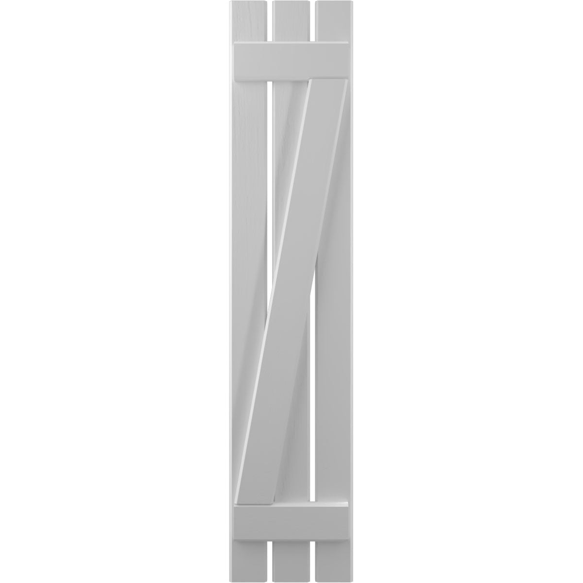 Ekena Millwork 11 1/2"W x 44"H Americraft Three Board (2 Batten) Exterior Real Wood Spaced Board-n-Batten Shutters w/ Z-Bar (Per Pair), Primed