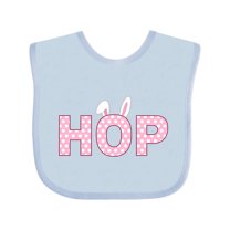 Inktastic Hop Bunny Ears in Pink Boys or Girls Baby Bib