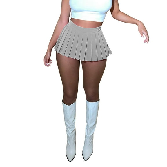 DHFJKG Skirts For Women Pleated A-Line Short Mini Basic Skirt School Uniform Skater Skirts Nightout Club Wear Soft Skirt