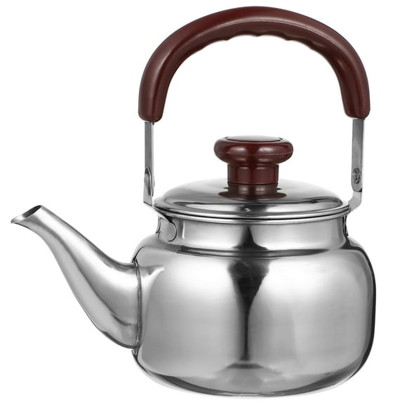 Hervidor eléctrico de acero inoxidable de 500 ml con silbato, gran capacidad, color plata.