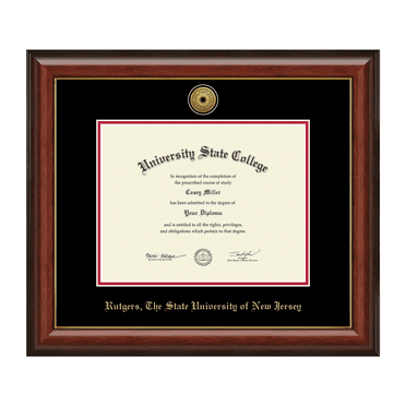 Framerly - Rutgers Diploma Frame with Black and Red Mat