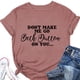 thumbnail image 4 of Camisa informal de manga corta para mujer para oficina, citas y compras, talla L, camiseta con estampado de letras negras en oro rosa, 4 of 6