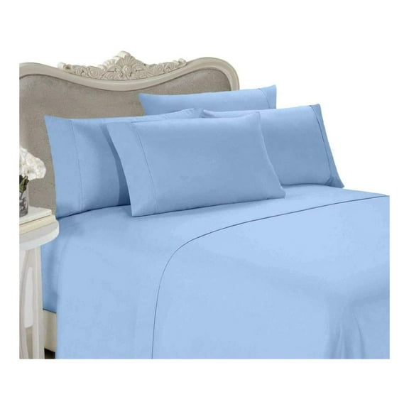 Italian 600 Thread Count 100% Egyptian Cotton (NOT Microfiber Polyester) Sheet Set DEEP Pocket, Queen, Blue, Made in Italy