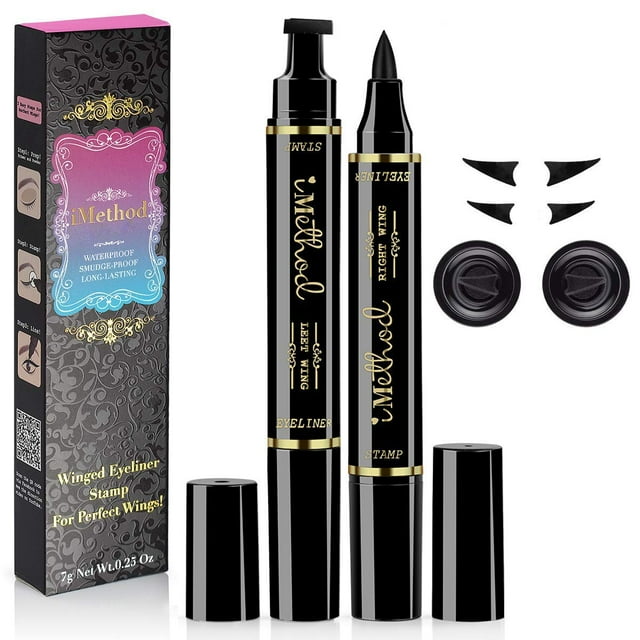Imethod - Delineador de ojos con 2 bolígrafos, delineador de ojos alado, delineador de ojos líquido de larga duración, resistente al agua y a las manchas.