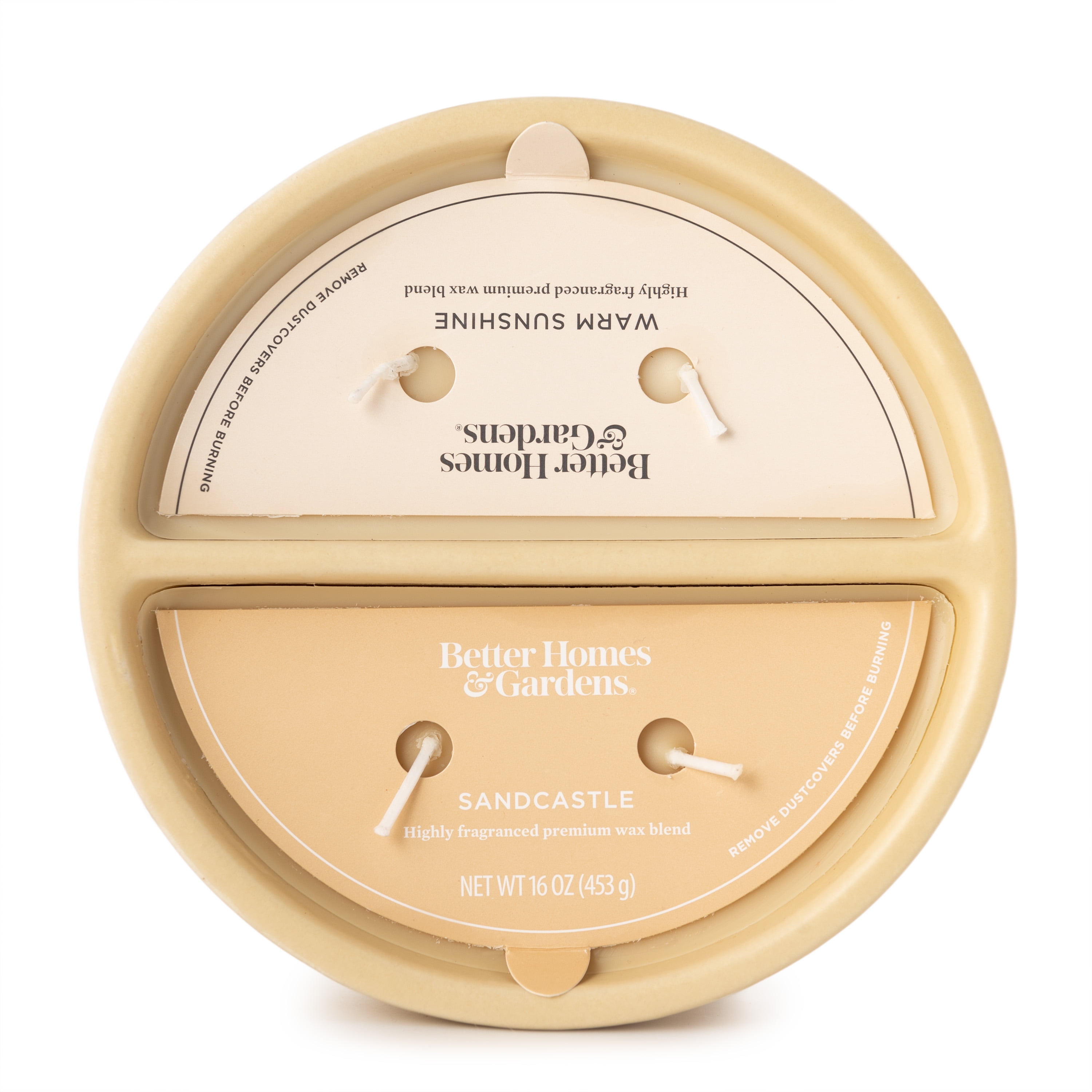 Better Homes & Gardens 16oz Sandcastle & Warm Sunshine Duo Scented Ceramic Dish Candle