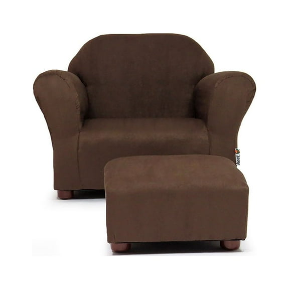 Keet Roundy Children's Chair Microsuede Brown with ottoman