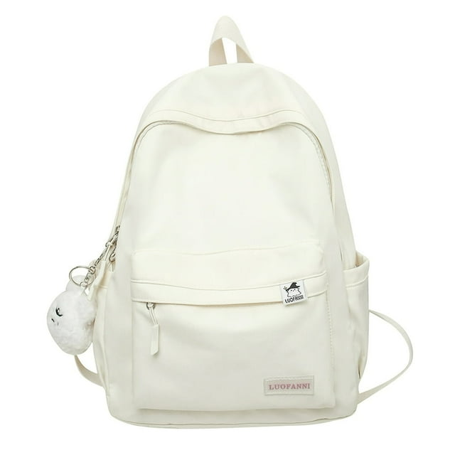 Sac d'École Décontracté en Nylon, Sac à Livres à Multiples Poches Style Preppy, Sac à Dos (Vert)