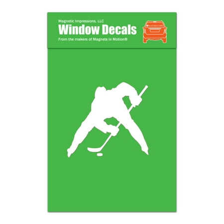 Ice Hockey Player Face Off Car Window Decal White