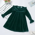 thumbnail image 3 of FYMNSI Toddler Baby Girl Velvet Long Sleeve Dress Ruffle Party Gown Dress Christmas Fall Winter Dress, 3 of 5
