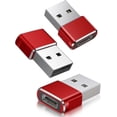 thumbnail image 1 of USB to USB C Adapter 3-Pack, Type C Female to A Male Charging Cable Converter Red, 1 of 5