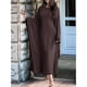 thumbnail image 5 of Vestido Islámico Elegante de Color Liso con Mangas Murciélago para Mujer. Café S, 5 of 7