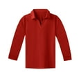 thumbnail image 4 of Inglocry Girls' Shirts Long Sleeve School Uniform Casual Solid Color V Neck Pullover Top Red 140, 4 of 4