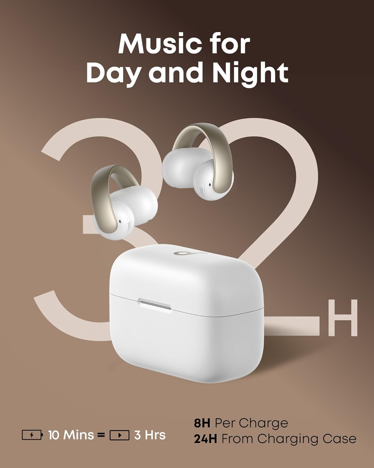 Soundcore AeroClip Open-Ear Clip-on Earbuds, AI Clear Calls with 4 Mics, Champagne Mist