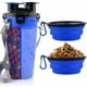 thumbnail image 1 of Botella de agua para perros con 2 cuencos plegables, botella portátil 2 en 1 para agua y comida para perros, gatos y mascotas, botella de viaje para paseos, ejercicio, senderismo y acampada (azul), 1 of 5