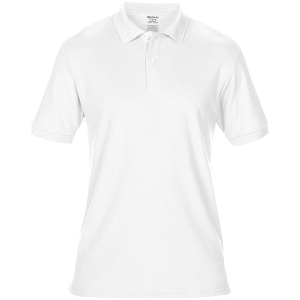Gildan - Polo de manga corta de deporte Doble Pique para caballero/hombre de primera Modelo Performance - Verano/ Vacaciones (Blanco)
