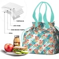 thumbnail image 4 of Pioneer Flower Drawstring Lunch Bag Women - Drawstring Lunch Bag Insulated for Work Office - Stain-Resistant Large Lunchbags for Women with Multi-Pockets, 4 of 6