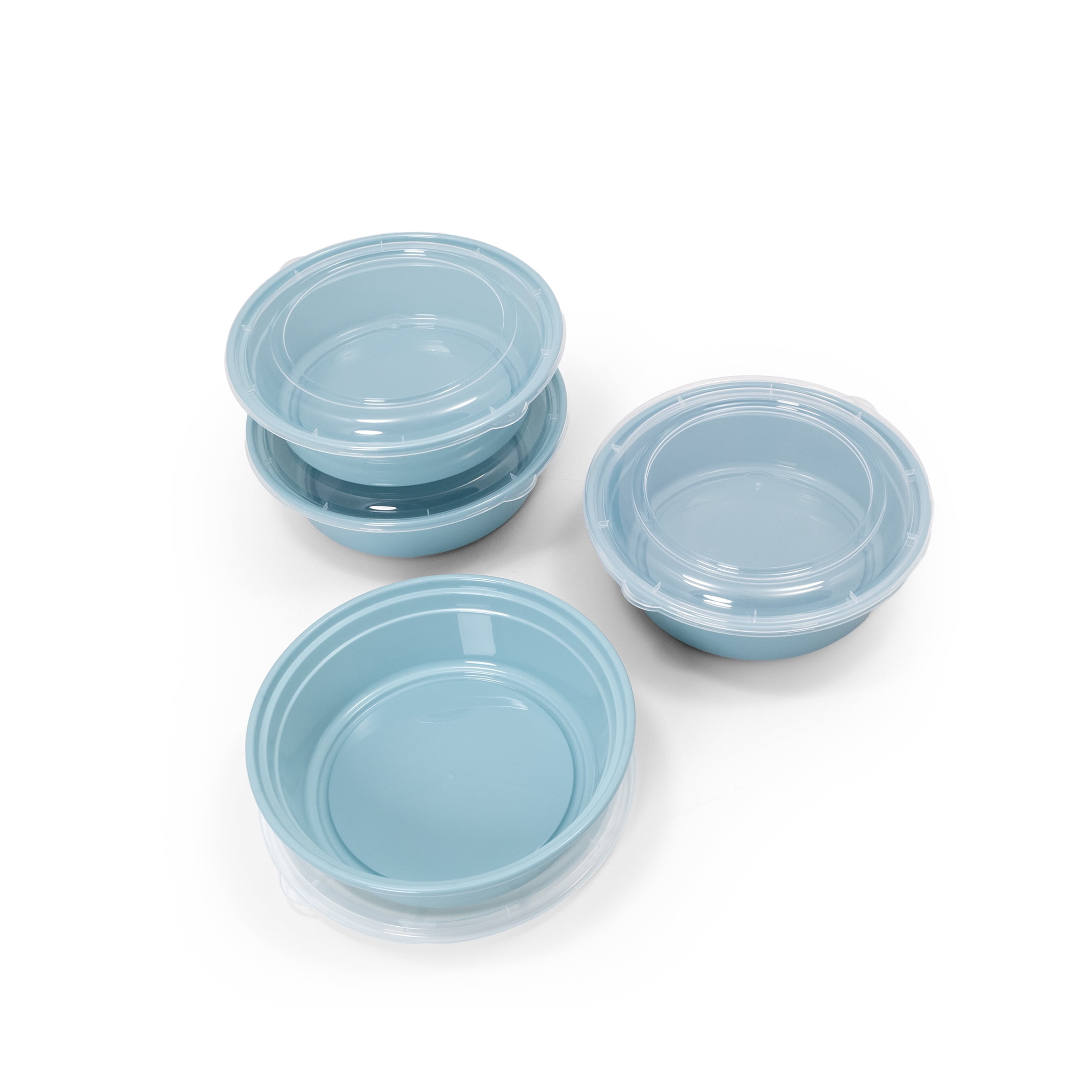 Mainstays 5-Pack Round BPA-Free Plastic Meal Prep Food Storage Containers, 1L, Blue Cameo