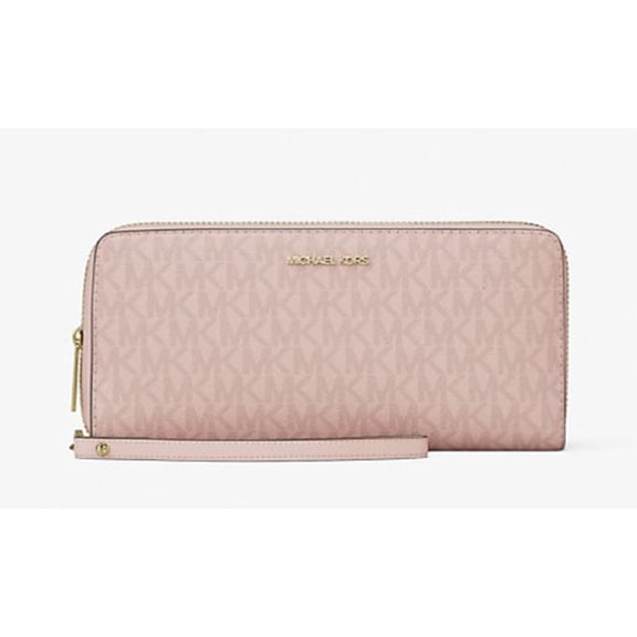 Michael Kors Women's Jet Set Travel Large Signature Logo Continental Wristlet (Powder Blush) 35R4GTVT3V-424
