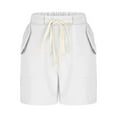 thumbnail image 6 of HAOTAGS Women's Summer Shorts, Breathable Pockets Elastic Waist Sports Shorts White L, 6 of 8