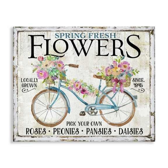 Stupell Industries Spring Fresh Flowers & Bike Transportation Painting Wrapped Canvas Art Print Wall Art, 20 x 16