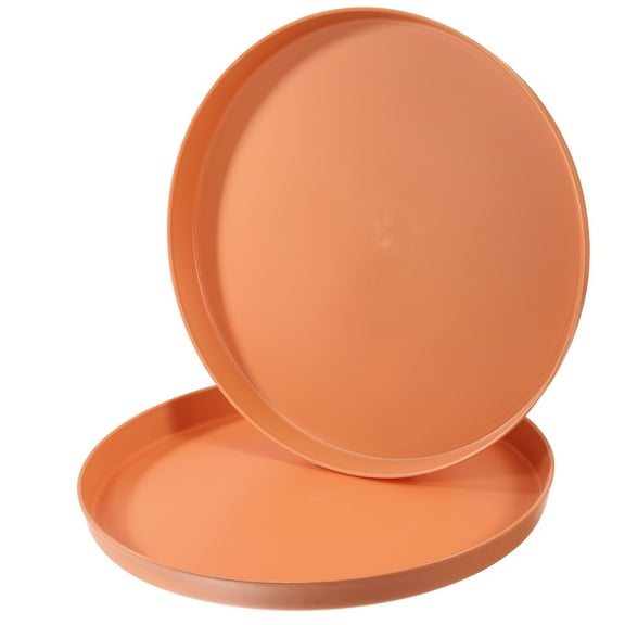 REGALWOVEN 11.46" Round Restaurant Serving Trays, 2 pack Non-Slip Food Service Tray, Orange