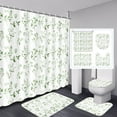 thumbnail image 2 of FRAMICS 16-Piece Watercolor Floral Shower Curtain Sets with Rugs, Sage Green Botanical Bathroom Sets, Waterproof Fabric Bathroom Curtain Decor with Hooks, 2 of 9